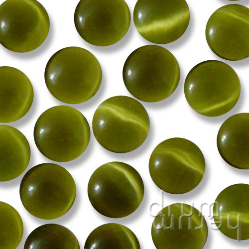 Cateye-Cabochons ø 12 mm, Farbe: oliv
