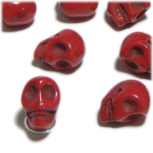 Totenkopf Perle 10 x 13 mm | rot (10 Stück)